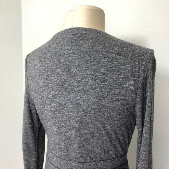 Athleta Dress Womens Small Gray Heathered Wrap It Up Long Sleeve Knit Surplice - Picture 9 of 16